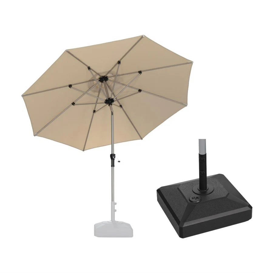 PURPLE LEAF Ombrellone da Giardino in lega di Alluminio con Inclinazione di 30°, Ombrellone da Tavolo, Ombrellone con palo centrale Impermeabile, Adatto per Giardini, Mercati ,Con Base