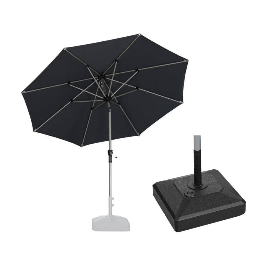 PURPLE LEAF Ombrellone da Giardino in lega di Alluminio con Inclinazione di 30°, Ombrellone da Tavolo, Ombrellone con palo centrale Impermeabile, Adatto per Giardini, Mercati ,Con Base