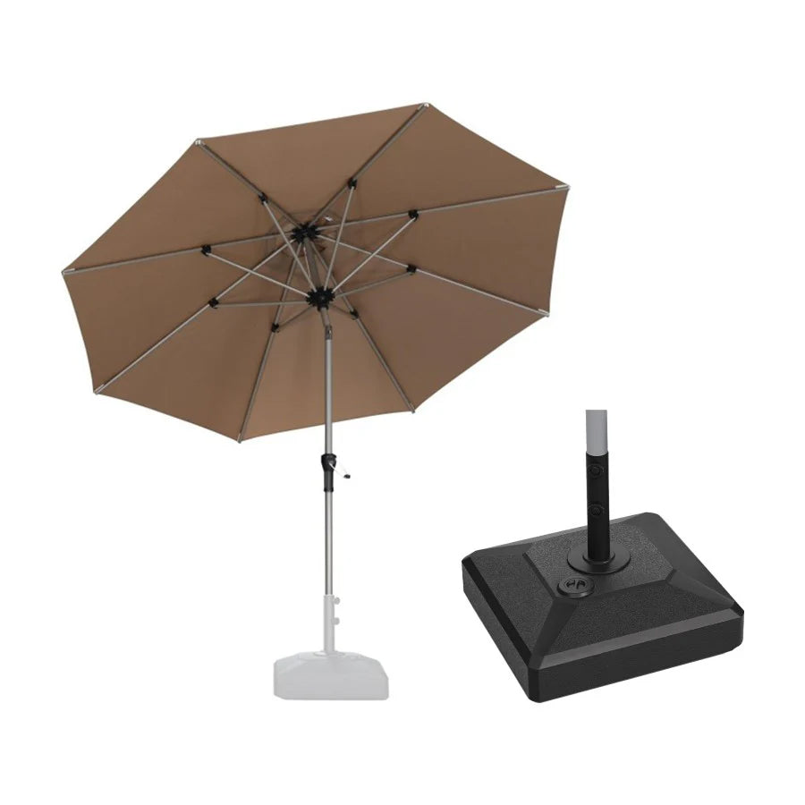 PURPLE LEAF Ombrellone da Giardino in lega di Alluminio con Inclinazione di 30°, Ombrellone da Tavolo, Ombrellone con palo centrale Impermeabile, Adatto per Giardini, Mercati ,Con Base