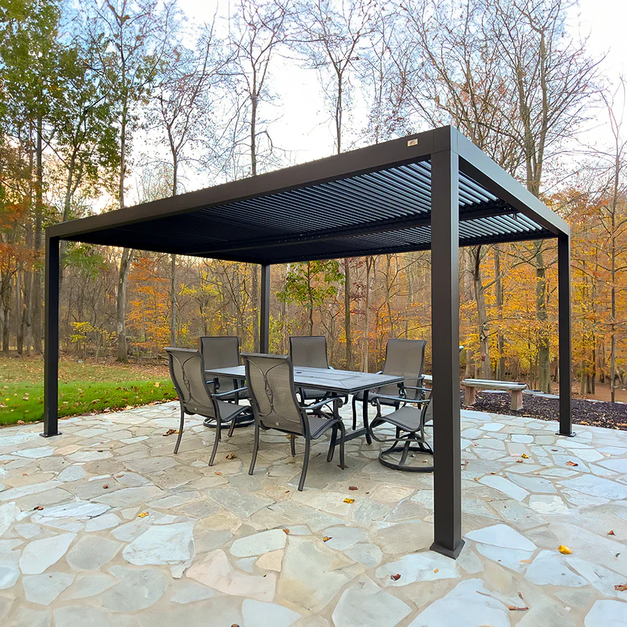 PURPLE LEAF Pergola Bioclimatica a Lamelle con Tetto Regolabile Moderna Alluminio Pergolati da Giardino per Patio Terrazza Esterno Grigio