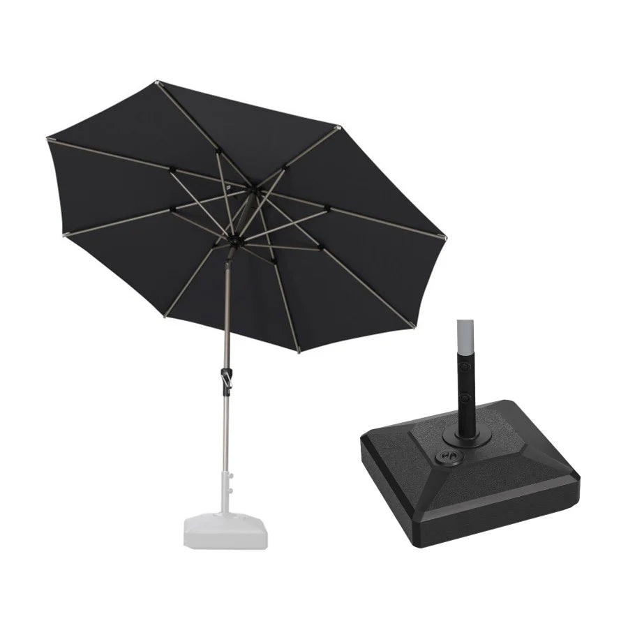 PURPLE LEAF Ombrellone da Giardino in lega di Alluminio con Inclinazione di 30°, Ombrellone da Tavolo, Ombrellone con palo centrale Impermeabile, Adatto per Giardini, Mercati ,Con Base