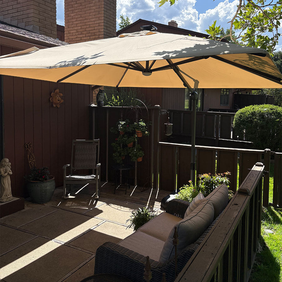 PURPLE LEAF Ombrellone da Giardino Ombrellone Quadrato Girevole con Rotazione a 360 gradi per esterno con luci