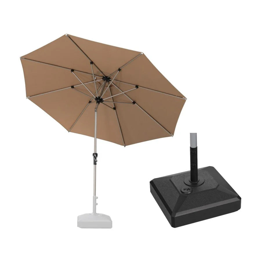 PURPLE LEAF Ombrellone da Giardino in lega di Alluminio con Inclinazione di 30°, Ombrellone da Tavolo, Ombrellone con palo centrale Impermeabile, Adatto per Giardini, Mercati ,Con Base