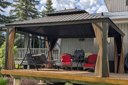 Gazebo con tetto rigido color bronzo antico