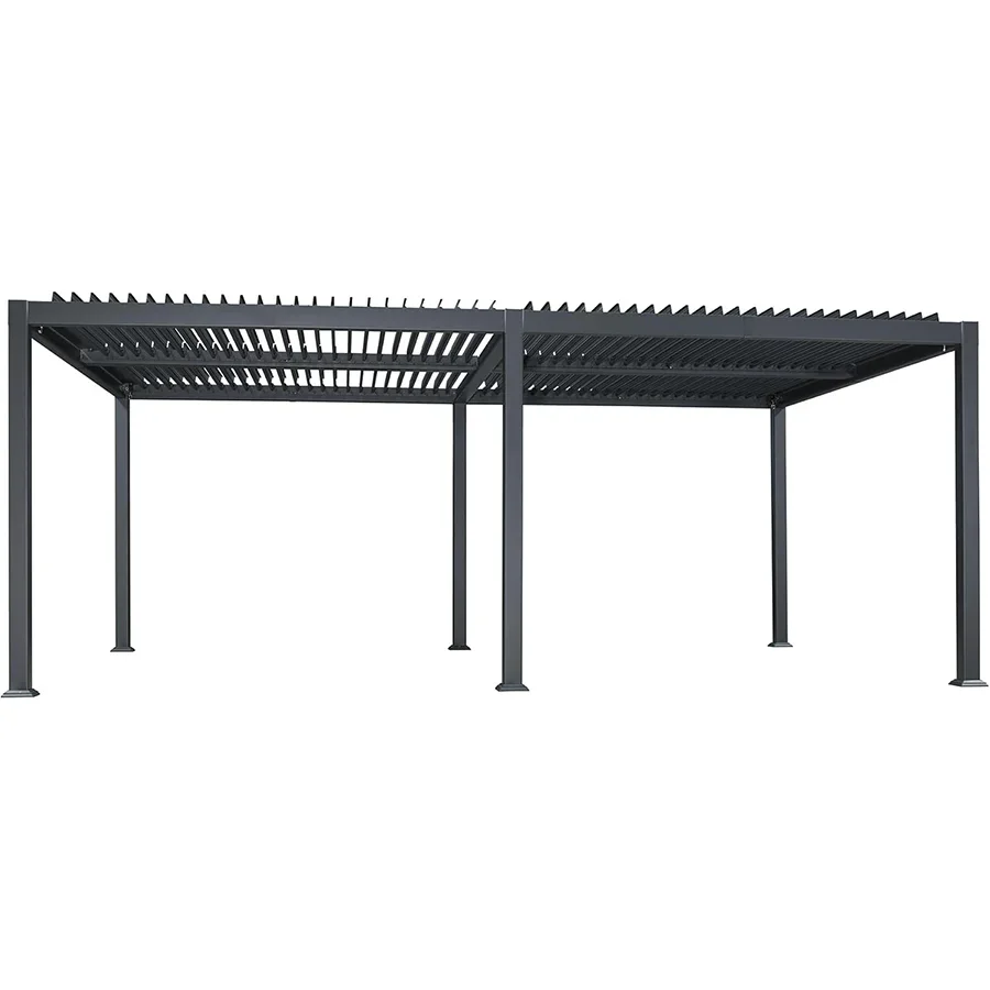PURPLE LEAF Pergola Bioclimatica Pergola in Alluminio da Esterno struttura robusta drenaggio nascosto con Tetto Regolabile per Terrazzo e Giardino Grigio