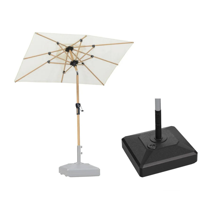 PURPLE LEAF Ombrellone da Giardino Effetto Legno,Ombrellone da Esterno per Balcone,Terrazza, Patio e Giardino,Con Base