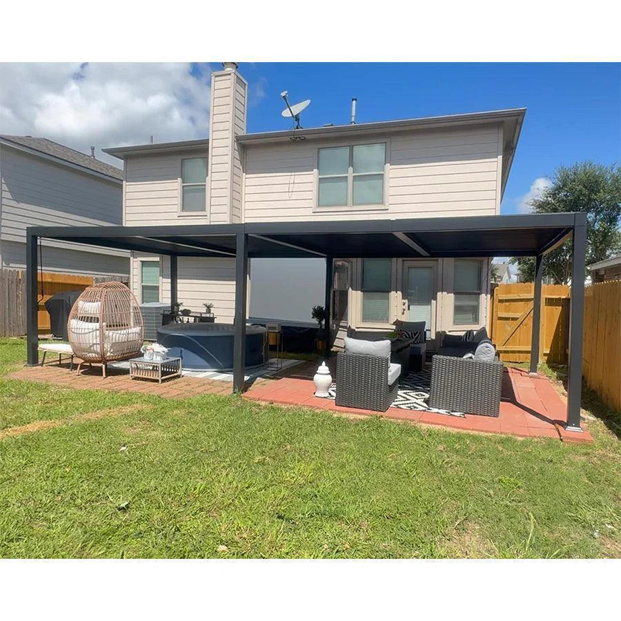 PURPLE LEAF Pergola Bioclimatica Pergola in Alluminio da Esterno struttura robusta drenaggio nascosto con Tetto Regolabile per Terrazzo e Giardino Grigio