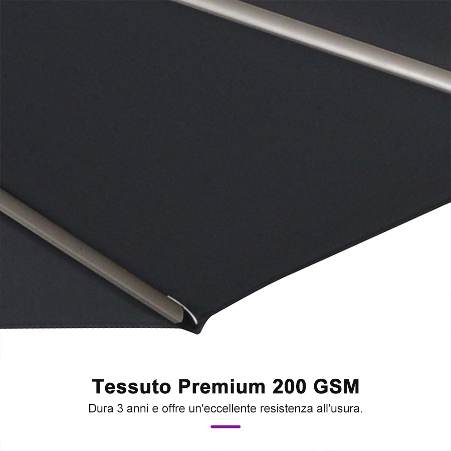 PURPLE LEAF Ombrelloni da Giardino, Ombrellone da Tavolo， Ombrellone con Montante centrale， Adatti per Giardino, Terrazza e Mercati ,Con Base