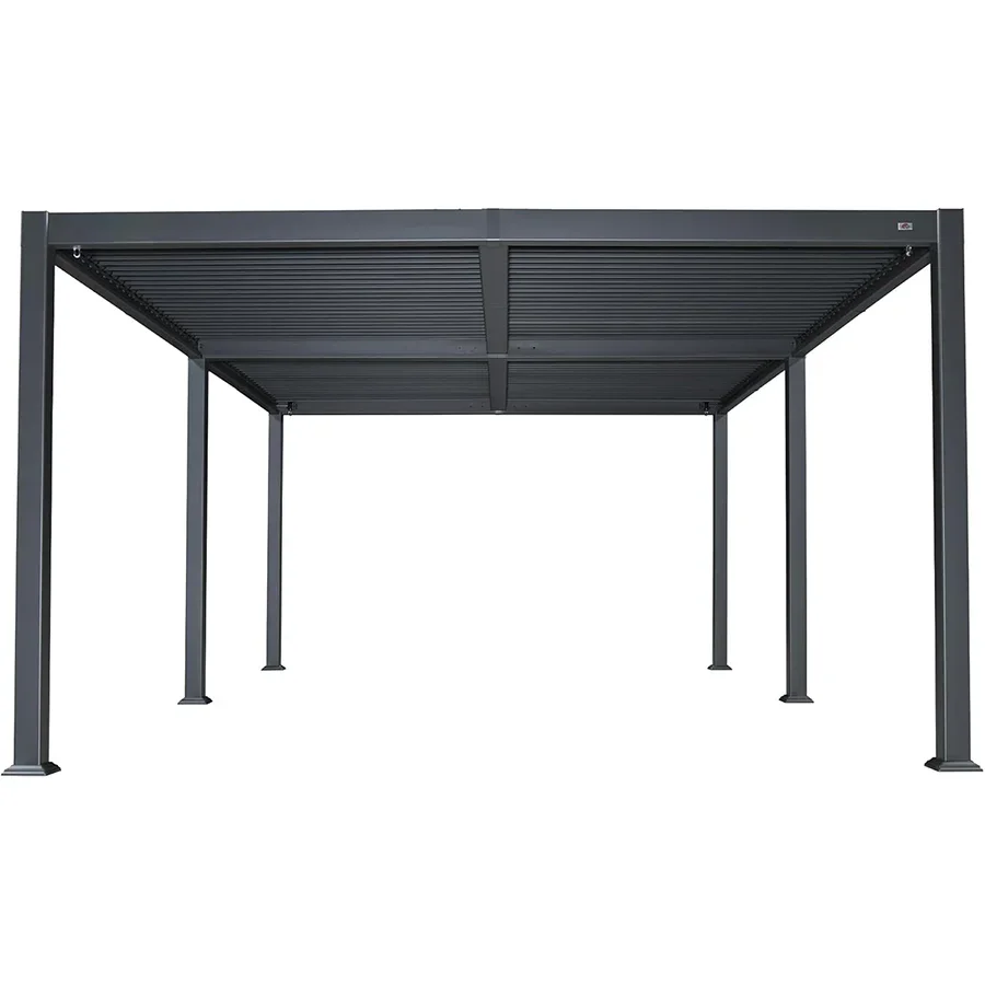 PURPLE LEAF Pergola Bioclimatica Pergola in Alluminio da Esterno struttura robusta drenaggio nascosto con Tetto Regolabile per Terrazzo e Giardino Grigio