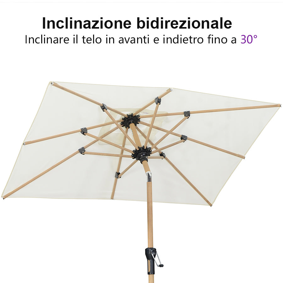 PURPLELEAF Ombrellone da Giardino Effetto Legno,Ombrellone da Esterno per Balcone,Terrazza, Patio e Giardino