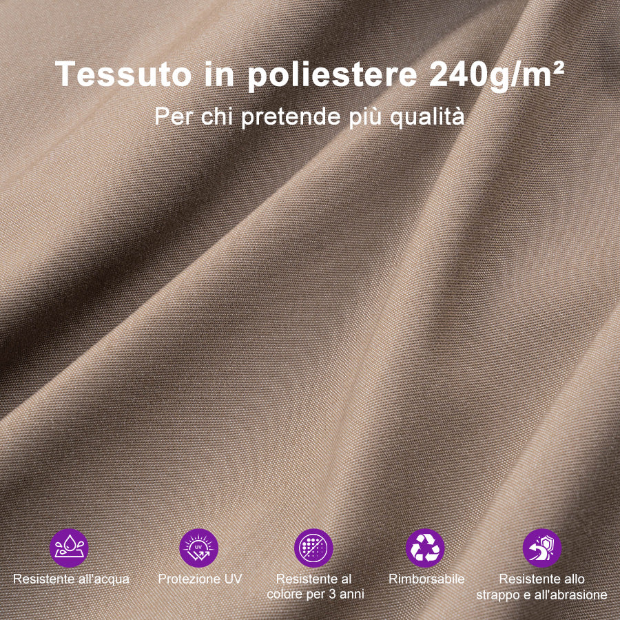 PURPLE LEAF Ombrellone da Giardino a sbalzo , Ombrellone da Esterno con palo Grigio,Rotazione a 360° e 6 livelli di Regolazione dell'altezza