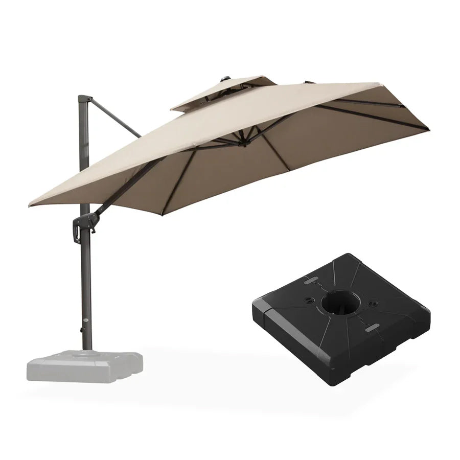 PURPLE LEAF Ombrellone da Giardino a sbalzo , Ombrellone da Esterno con palo Grigio,Rotazione a 360° e 6 livelli di Regolazione dell'altezza ,Con Base