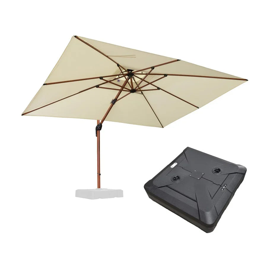 PURPLE LEAF  Ombrellone in Alluminio Rettangolare Doppio Top in colore legno，Con Base