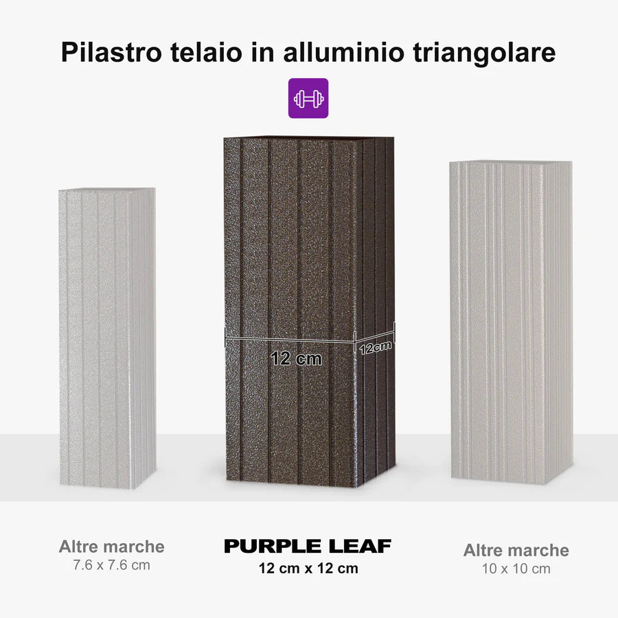 PURPLE LEAF Tonnelle da Giardino, Tetto Doppio in Acciaio Galvanizzato, con Tende Migliorate e Guirlande Luminose Trasparenti, Bronzo