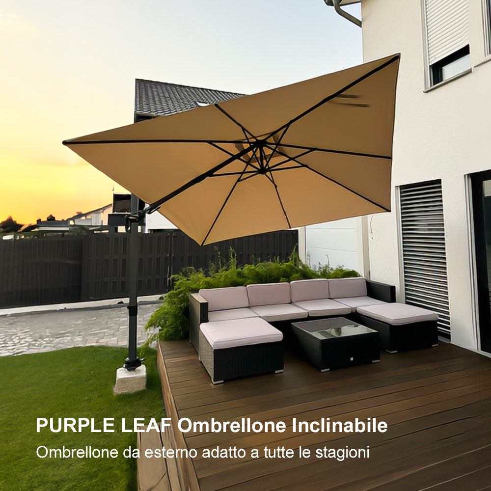 PURPLE LEAF Ombrellone da Giardino Quadrato inclinabile economico