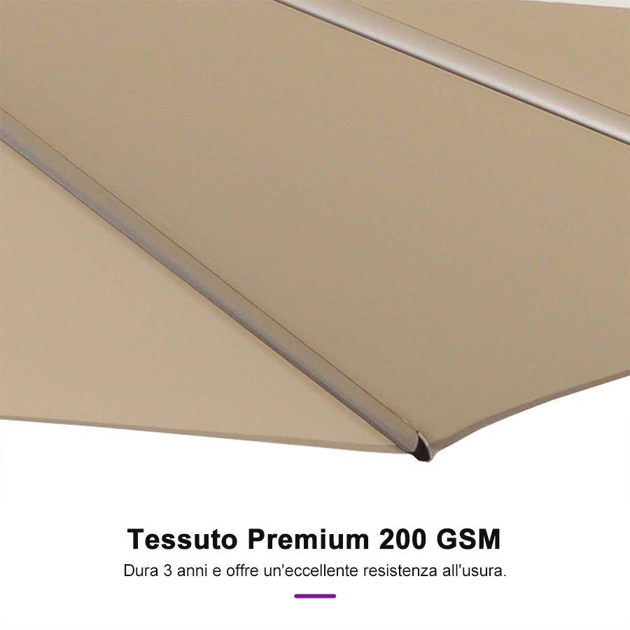 PURPLE LEAF Ombrelloni da Giardino, Ombrellone da Tavolo， Ombrellone con Montante centrale， Adatti per Giardino, Terrazza e Mercati ,Con Base