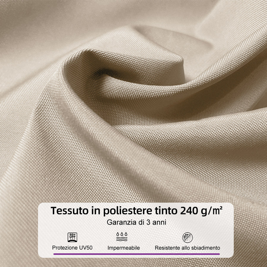 PURPLE LEAF Ombrellone in Alluminio Quadrato Doppio Top in colore legno ,con Base
