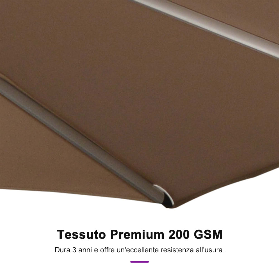 PURPLE LEAF Ombrelloni da Giardino, Ombrellone da Tavolo， Ombrellone con Montante centrale， Adatti per Giardino, Terrazza e Mercati ,Con Base