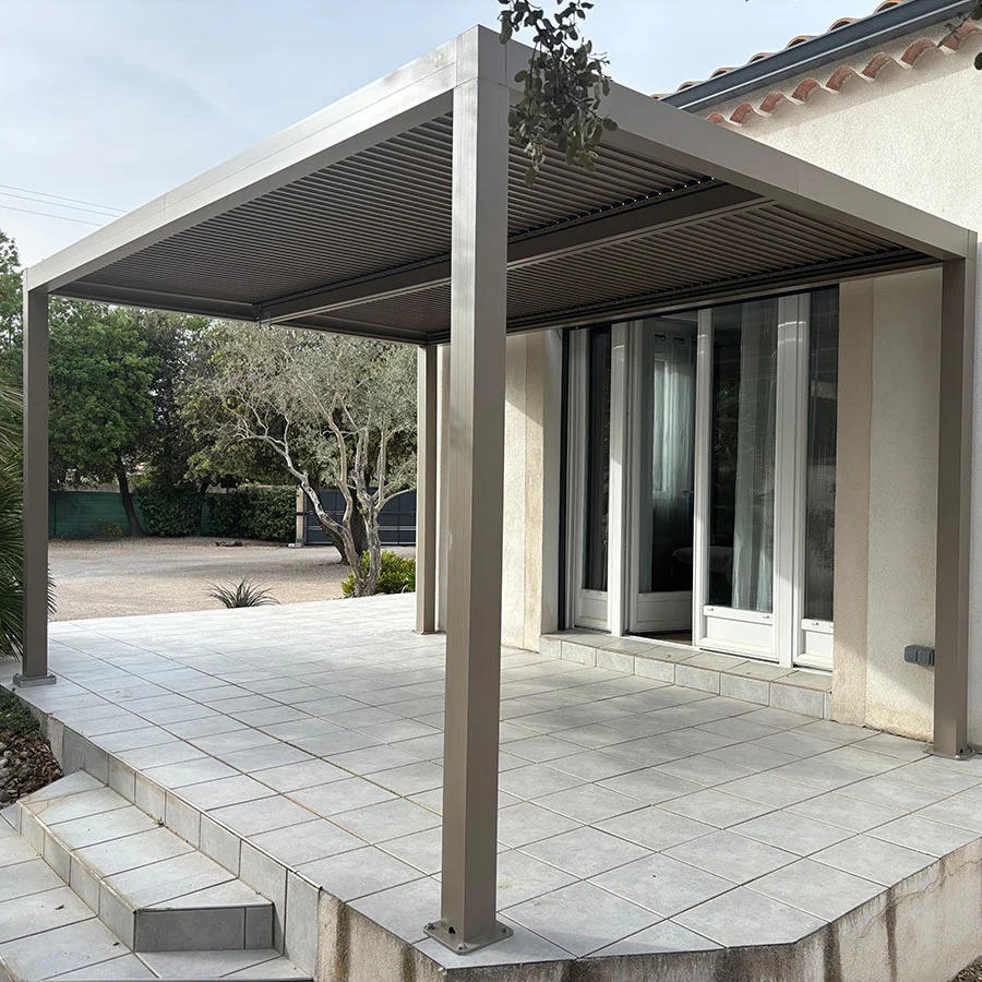 PURPLE LEAF Pergola Bioclimatica Moderna Pergola Color Champagne con Tetto Regolabile per Patio Giardino e Cortile