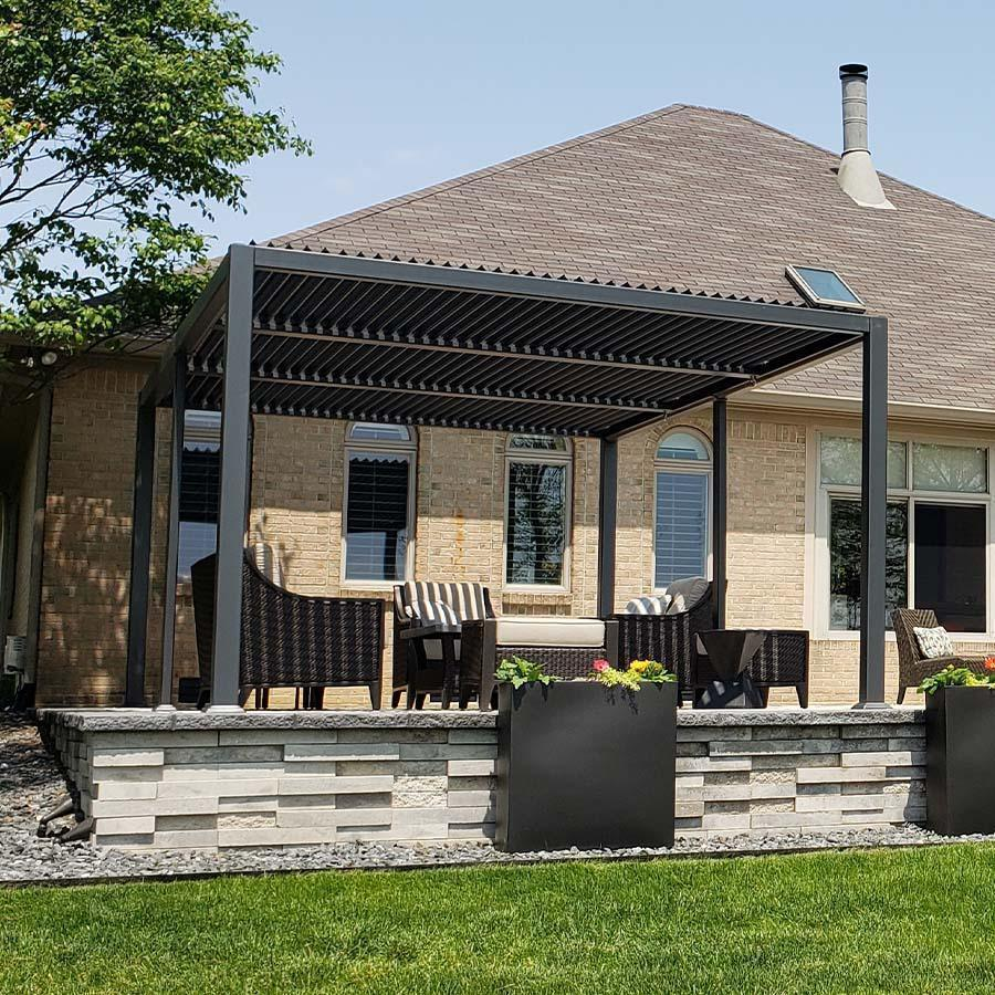 PURPLE LEAF Pergola Bioclimatica Pergola in Alluminio da Esterno struttura robusta drenaggio nascosto con Tetto Regolabile per Terrazzo e Giardino Grigio