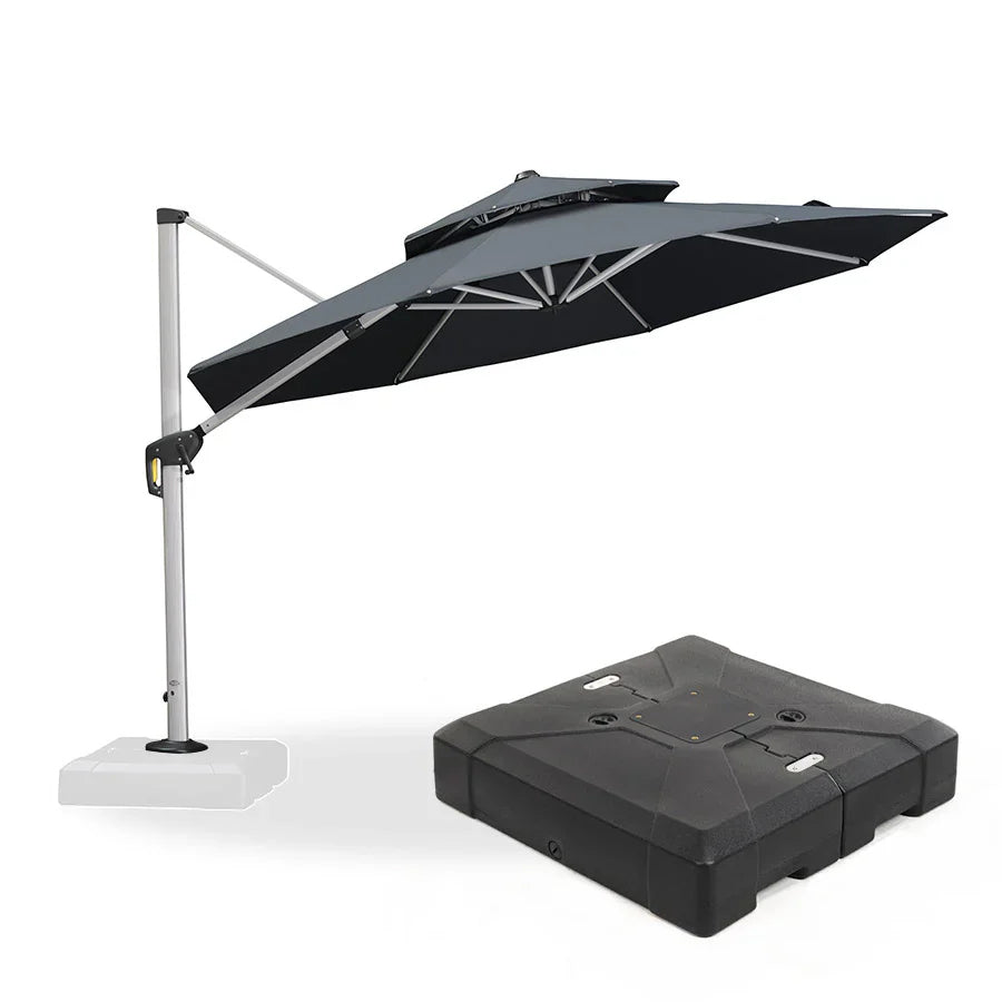 PURPLE LEAF Ombrellone Classico da Giardino Rotondo con Doppia Top e Rotazione a 360 Gradi ,con Base