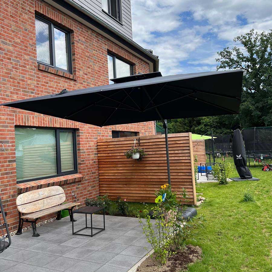 PURPLE LEAF Ombrellone doppio Top Quadrato per Giardino,con Base