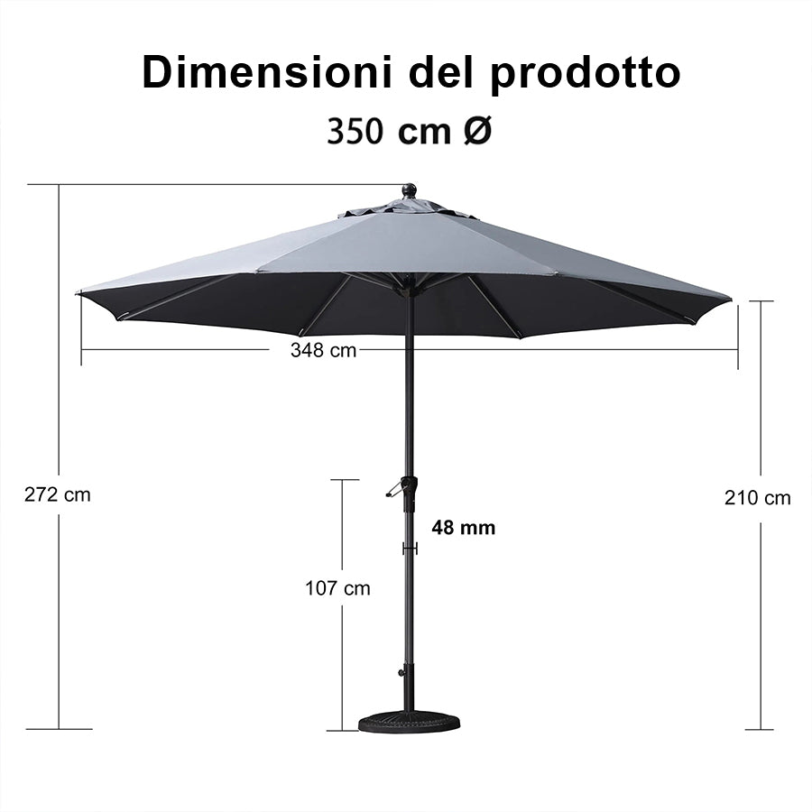 PURPLE LEAF Ombrellone in Alluminio per Giardino, Terrazza e Attività Commerciali – Robusto Ombrellone da Esterno