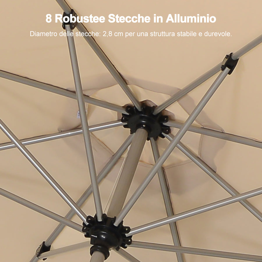 PURPLE LEAF Ombrelloni da Giardino, Ombrellone da Tavolo， Ombrellone con Montante centrale， Adatti per Giardino, Terrazza e Mercati ,Con Base