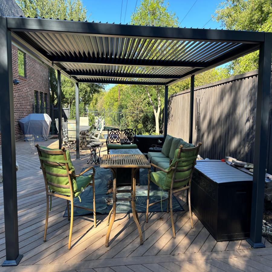 PURPLE LEAF Pergola Bioclimatica Pergola in Alluminio da Esterno struttura robusta drenaggio nascosto con Tetto Regolabile per Terrazzo e Giardino Grigio