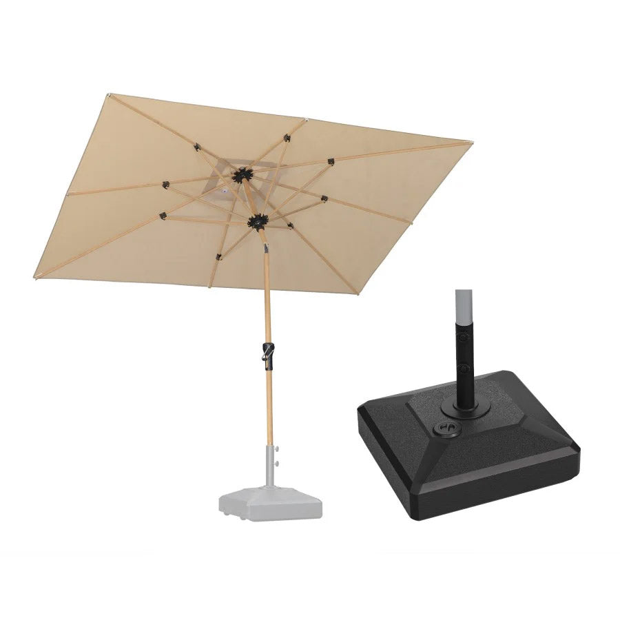 PURPLE LEAF Ombrellone da Giardino Effetto Legno,Ombrellone da Esterno per Balcone,Terrazza, Patio e Giardino,Con Base