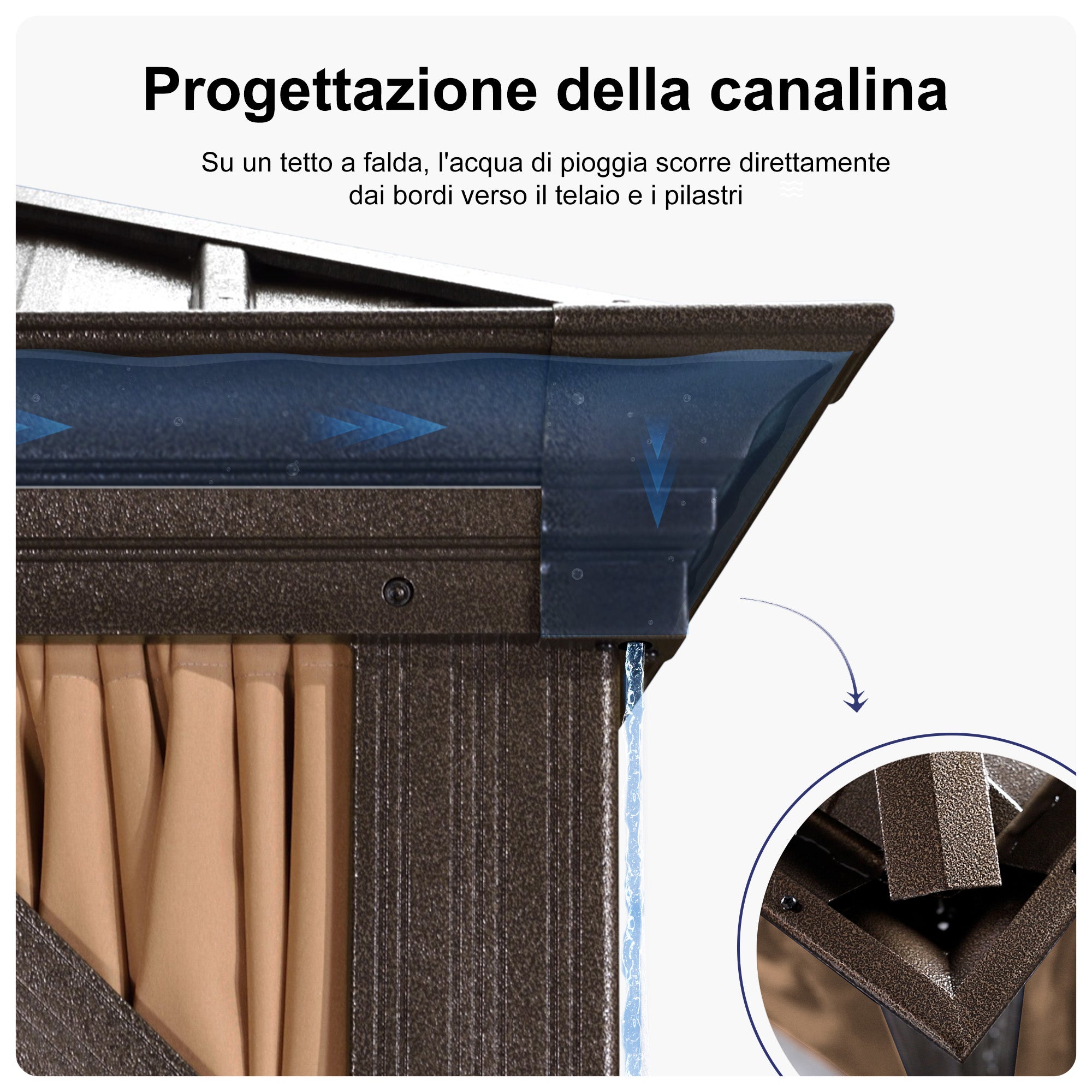 PURPLE LEAF Alluminio Gazebo da Giardino da Esterno Terrazzo Resistente con Zanzariera Tetto In Acciaio Zincato Bronzo