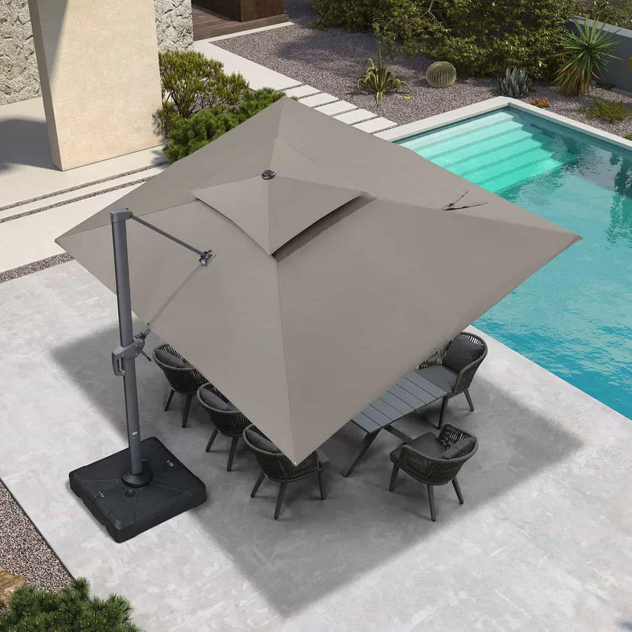 PURPLE LEAF Ombrellone da Giardino a sbalzo , Ombrellone da Esterno con palo Grigio,Rotazione a 360° e 6 livelli di Regolazione dell'altezza