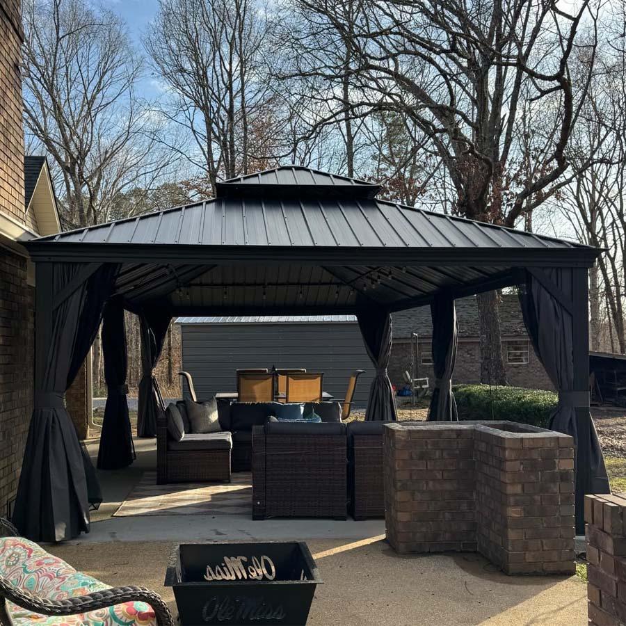 PURPLE LEAF Gazebo da Giardino Esterno, Padiglione da Giardino a Doppio Tetto in Acciaio Zincato Solido, con Luci Trasparenti, Modello Lusso - Grigio