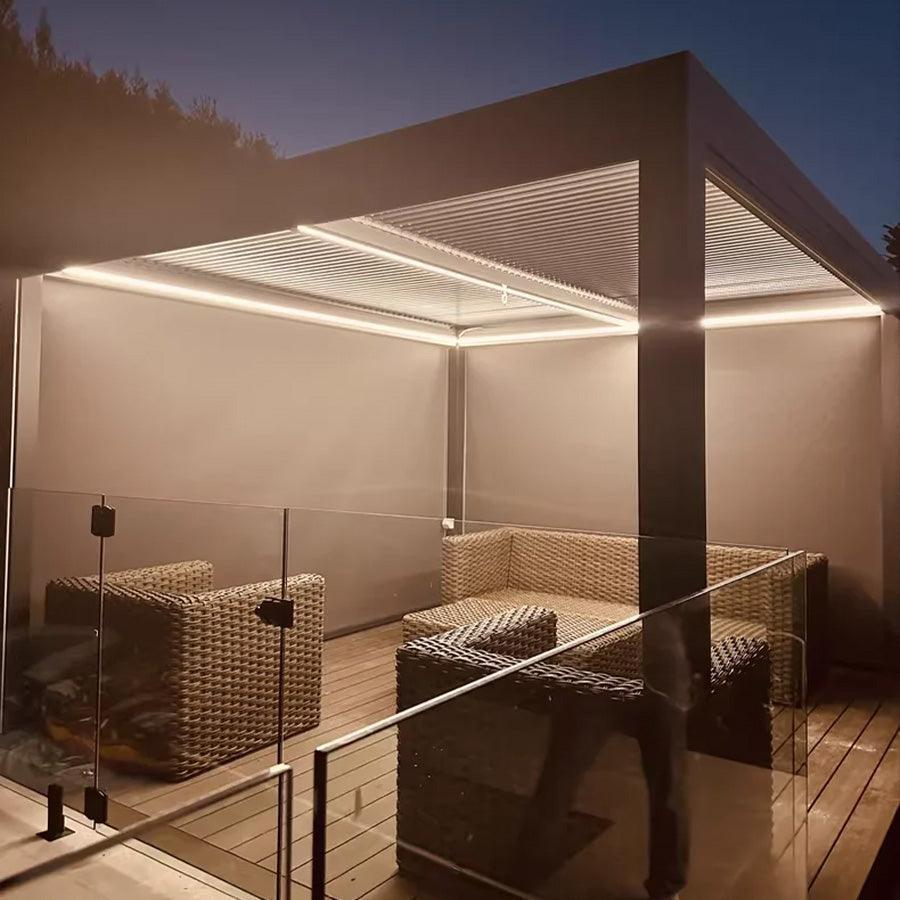 PURPLE LEAF Fascia LED Pro Luce Calda 3000K Sicurezza 24V Impermeabile con Telecomando per Pergola Bioclimatica