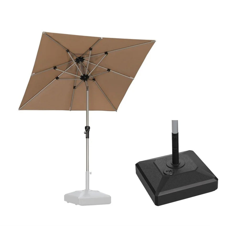 PURPLE LEAF Ombrellone da Giardino in lega di Alluminio con Inclinazione di 30°, Ombrellone da Tavolo, Ombrellone con palo centrale Impermeabile, Adatto per Giardini, Mercati ,Con Base