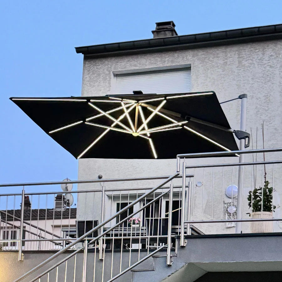 PURPLE LEAF Ombrellone Quadrati da Giardino  con Doppio Top  e luci