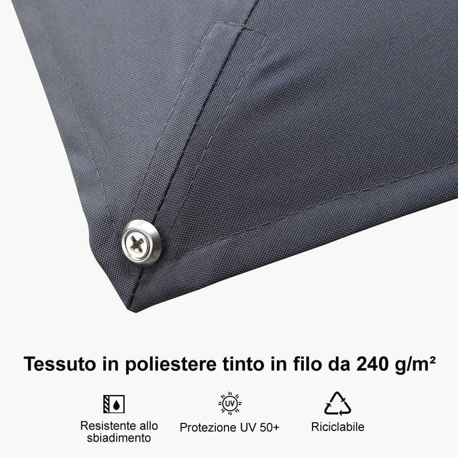 PURPLE LEAF Deluxe - Ombrellone in Alluminio Rettangolare da Esterno, Elegante, Antivento e Regolabile