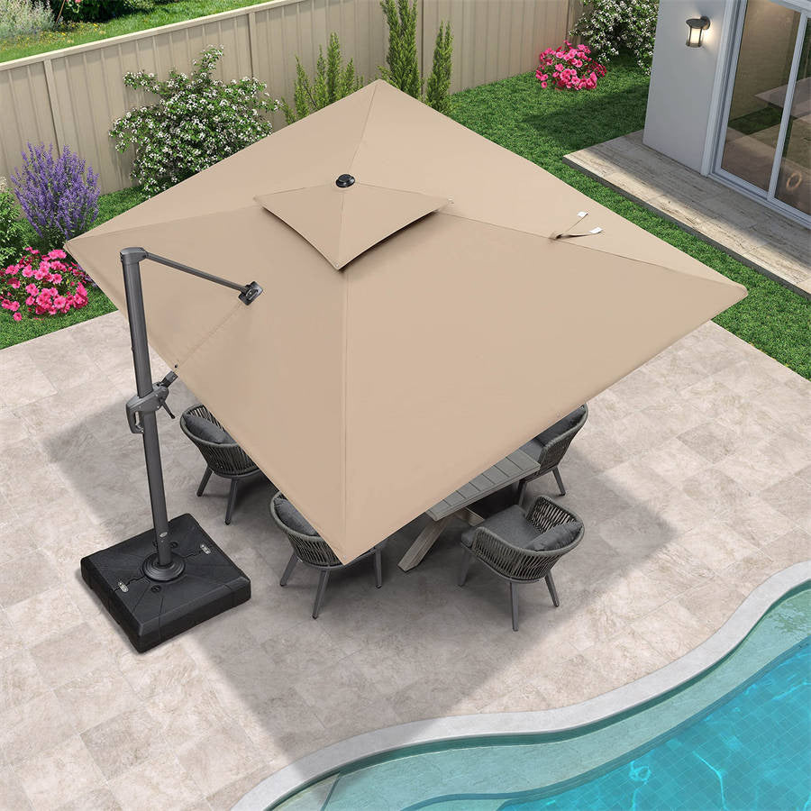 PURPLE LEAF Ombrellone doppio Top Quadrato per Giardino