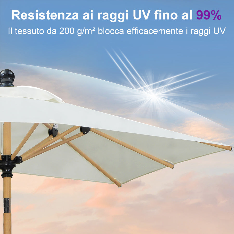 PURPLELEAF Ombrellone da Giardino Effetto Legno,Ombrellone da Esterno per Balcone,Terrazza, Patio e Giardino