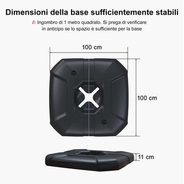 PURPLE LEAF Soporte para sombrilla BLCJX150, base de peso 150 kg, soporte para sombrilla telescópica, grande, rellenable con agua o arena, color negro