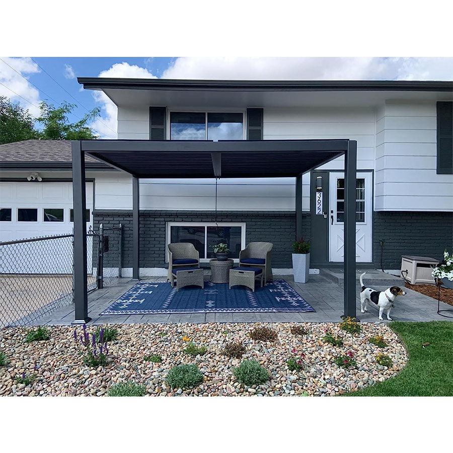 PURPLE LEAF Pergola Bioclimatica Pergola in Alluminio da Esterno struttura robusta drenaggio nascosto con Tetto Regolabile per Terrazzo e Giardino Grigio