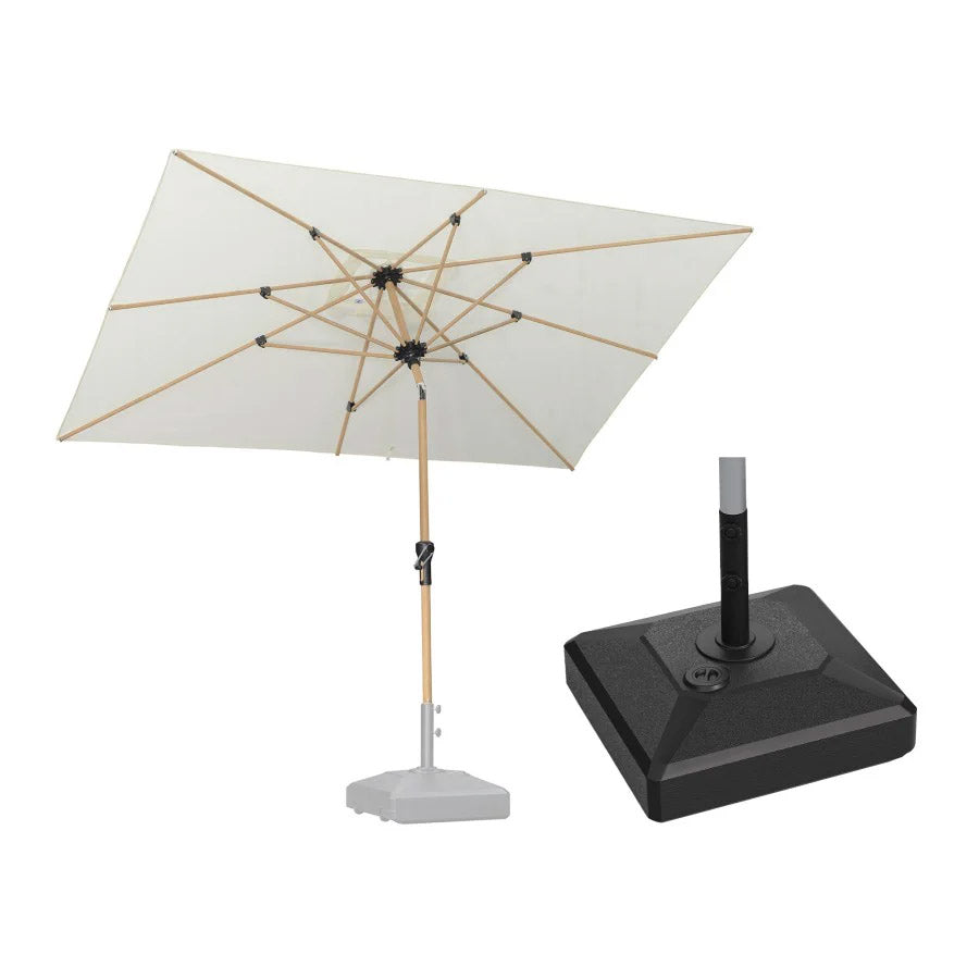 PURPLE LEAF Ombrellone da Giardino Effetto Legno,Ombrellone da Esterno per Balcone,Terrazza, Patio e Giardino,Con Base