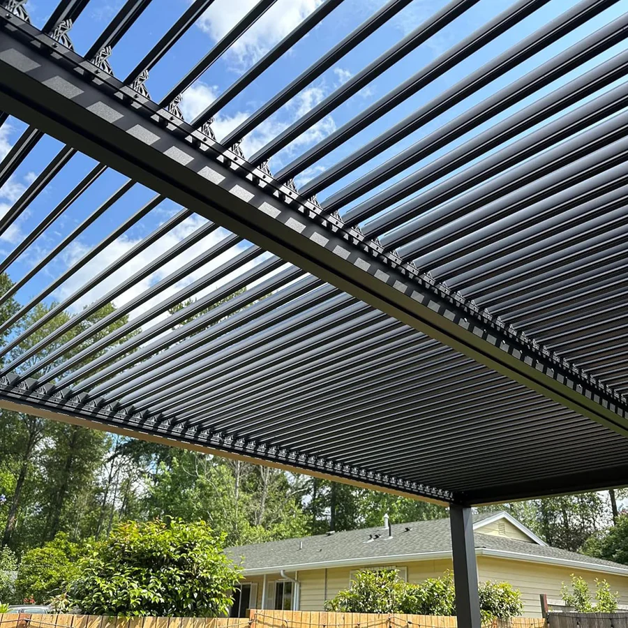 PURPLE LEAF Pergola Bioclimatica a Lamelle con Tetto Regolabile Moderna Alluminio Pergolati da Giardino per Patio Terrazza Esterno Grigio