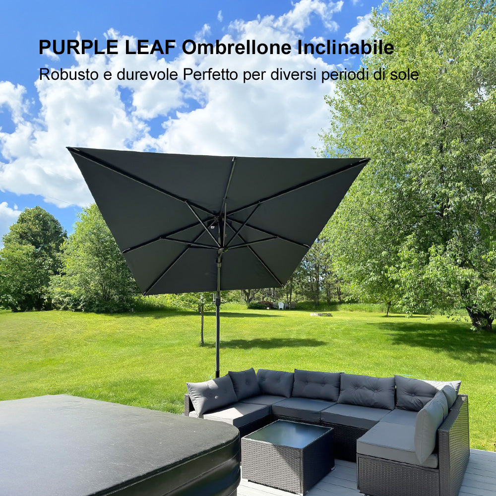 PURPLE LEAF Ombrellone da Giardino  Rettangolare inclinabile economico