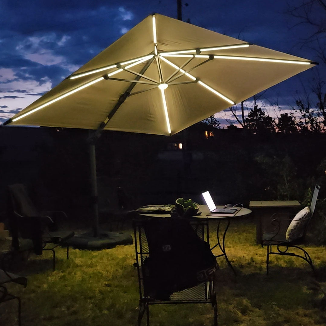 PURPLE LEAF Ombrellone da Giardino Ombrellone Quadrato Girevole con Rotazione a 360 gradi per esterno con luci