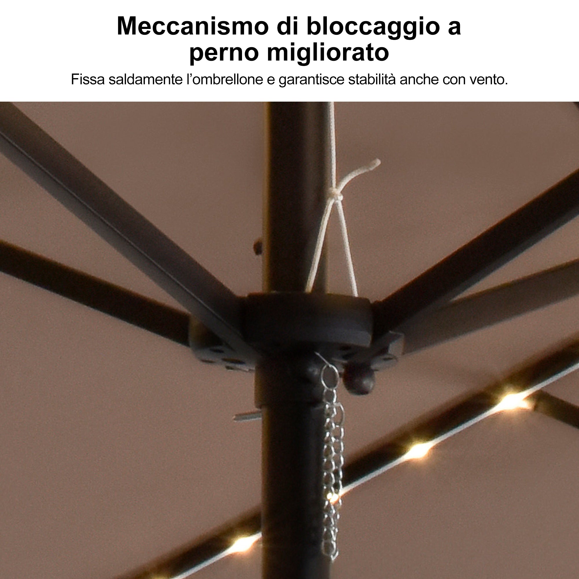 PURPLE LEAF Ombrellone doppio con illuminazione LED con base inclusa per esterni