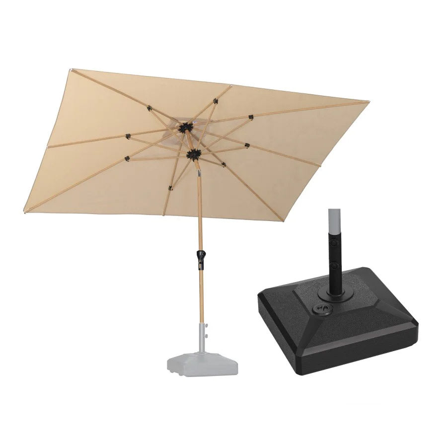 PURPLE LEAF Ombrellone da Giardino Effetto Legno,Ombrellone da Esterno per Balcone,Terrazza, Patio e Giardino,Con Base