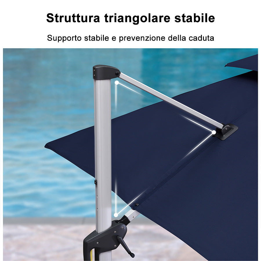 PURPLE LEAF Ombrellone Patio Classico Quadrato con Doppia Top e Rotazione a 360 Gradi