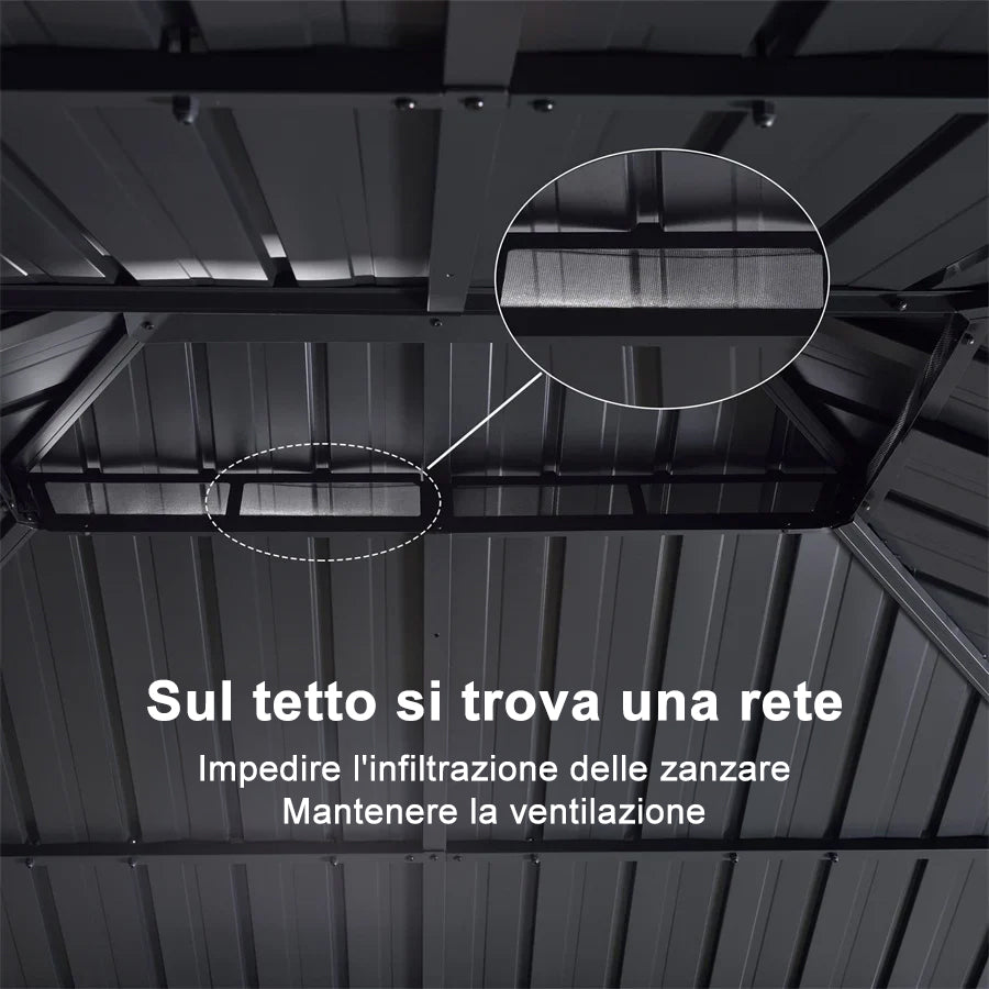 PURPLE LEAF Alluminio Gazebo Tetto Doppio in Acciaio Galvanizzato Zanzariere e Tende，Grigio con Ottimo Rapporto Qualità-Prezzo