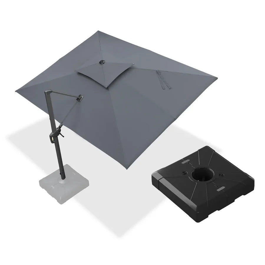 PURPLE LEAF Ombrellone da Giardino a sbalzo , Ombrellone da Esterno con palo Grigio,Rotazione a 360° e 6 livelli di Regolazione dell'altezza ,Con Base